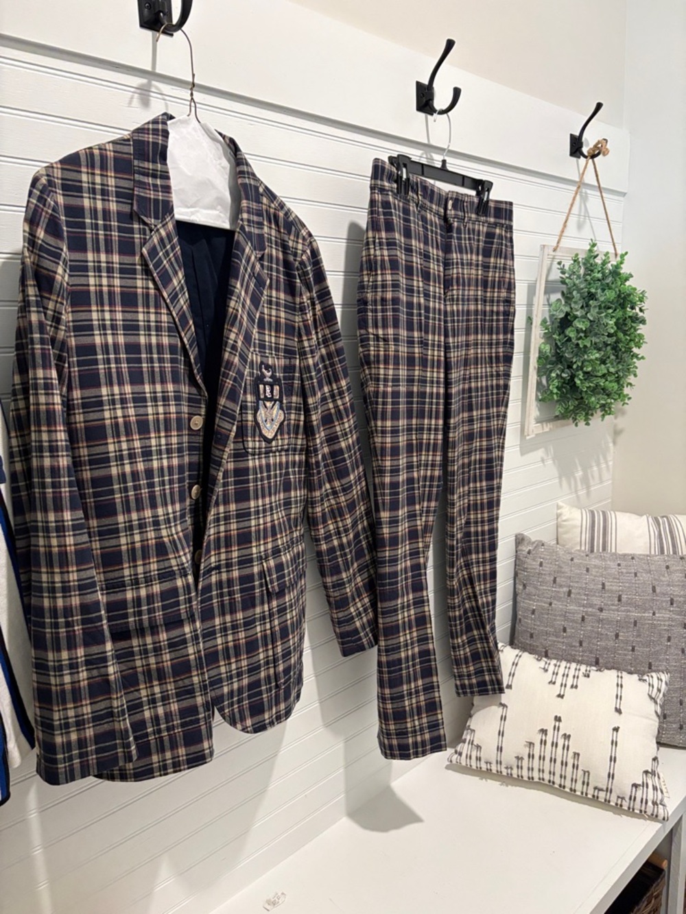 Ralph Lauren Navy and Brown Plaid Blazer & Trousers